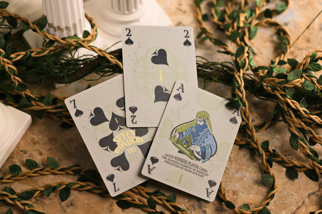 Number cards with decorative elements on a textured surface