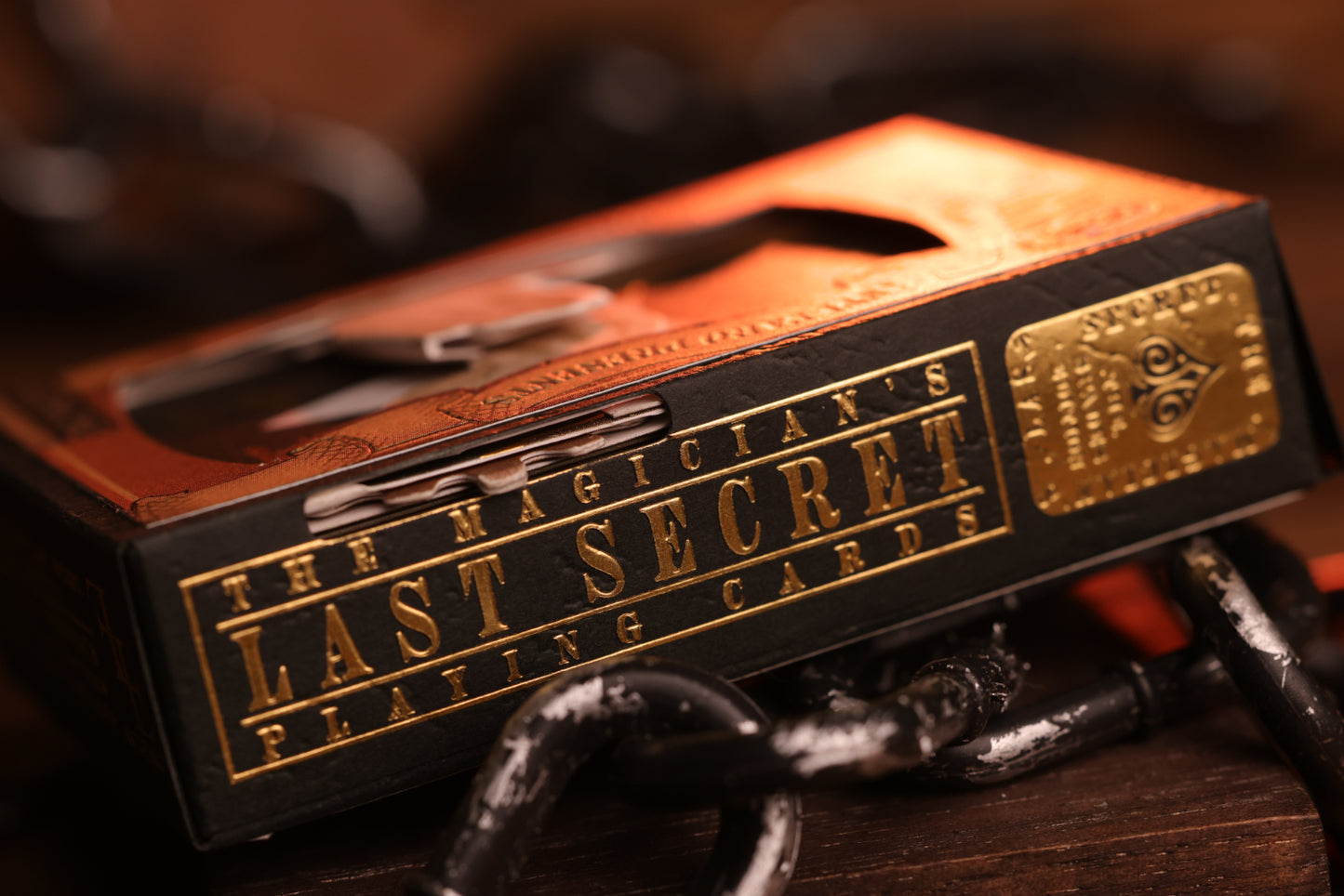 Spades edition tuck box labeled 'The Magician's Last Secret' in golden hot foiling