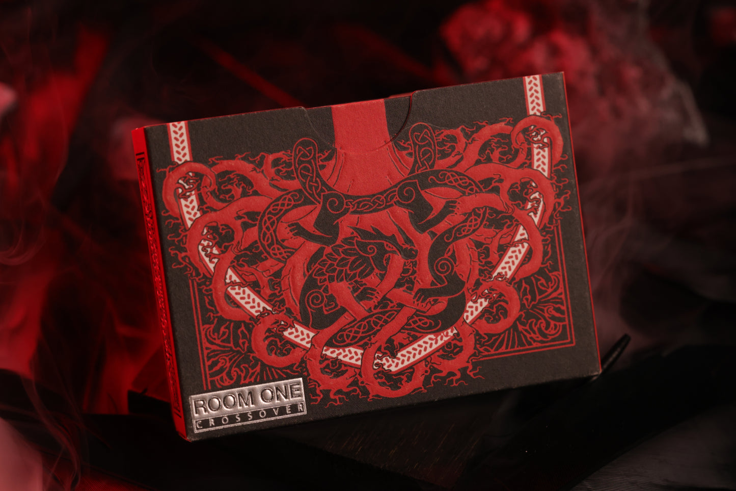 MYTHIC Edition Wrath of Darkness playing card tuck box with intricate designs on a dark background