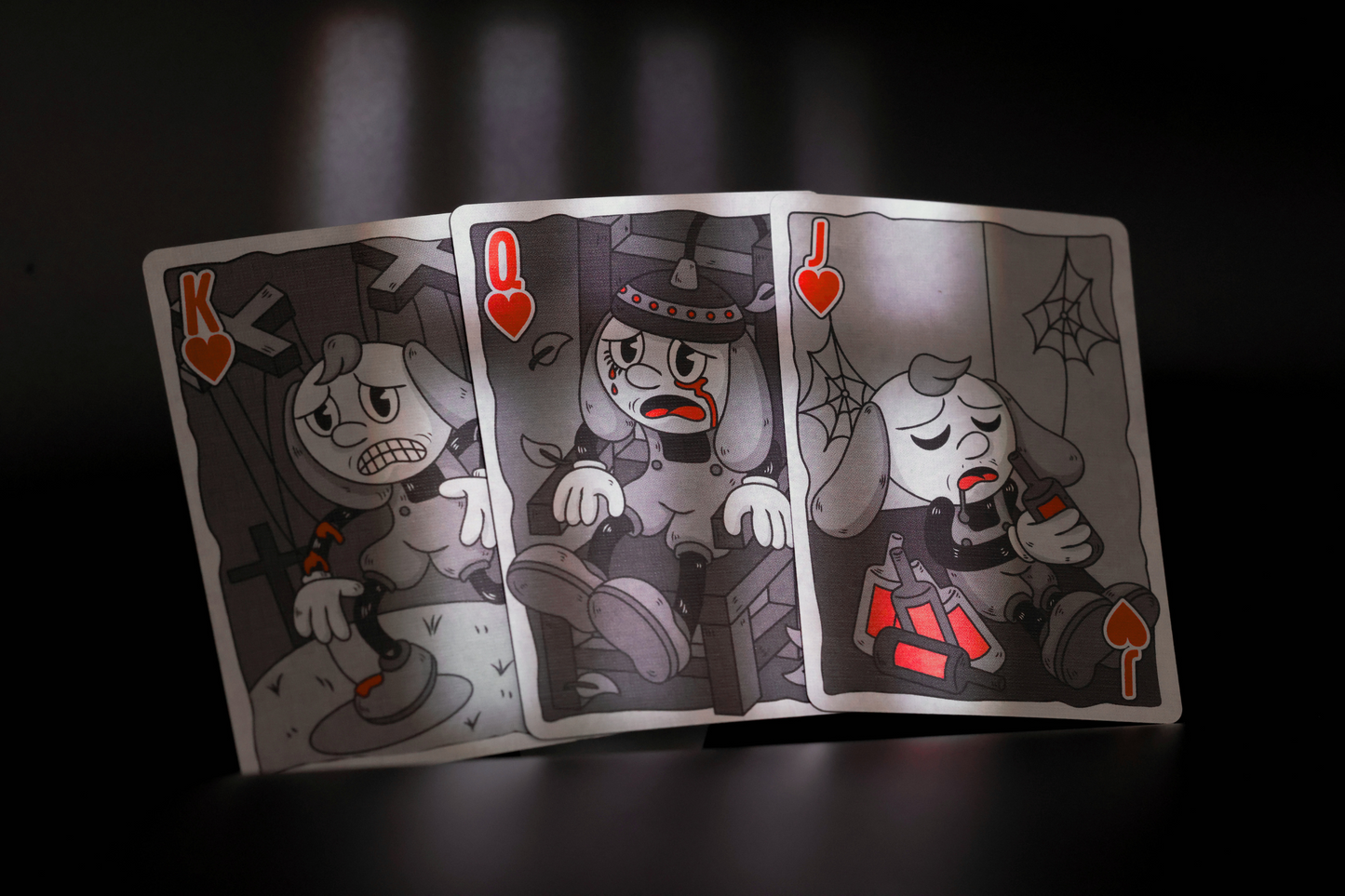 Three Sequel Edition court cards with cartoon characters on a dark background