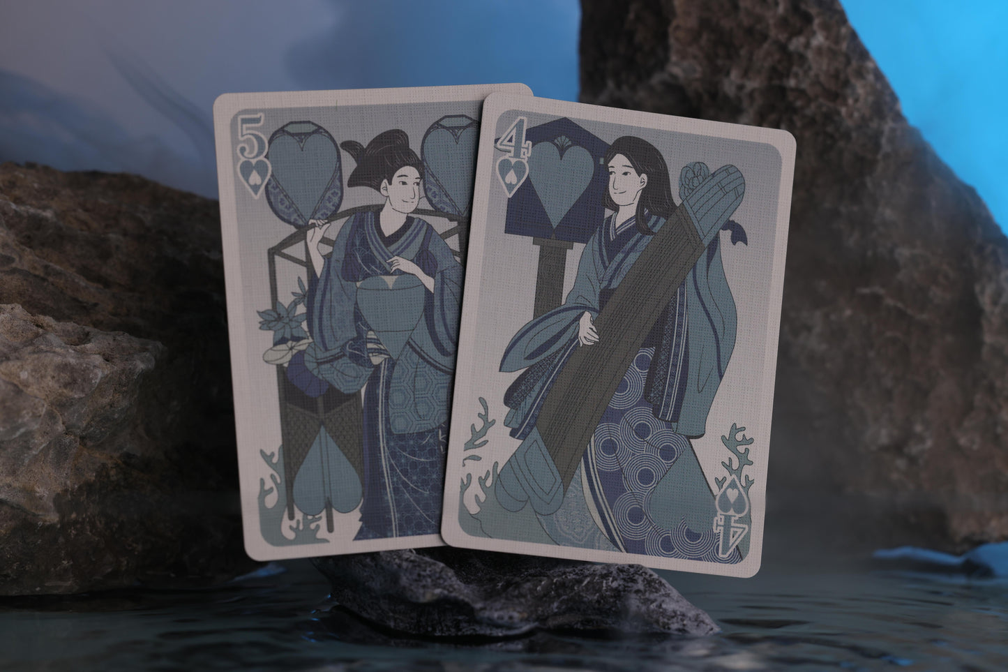 Origami Blue Edition Number cards (Hearts)