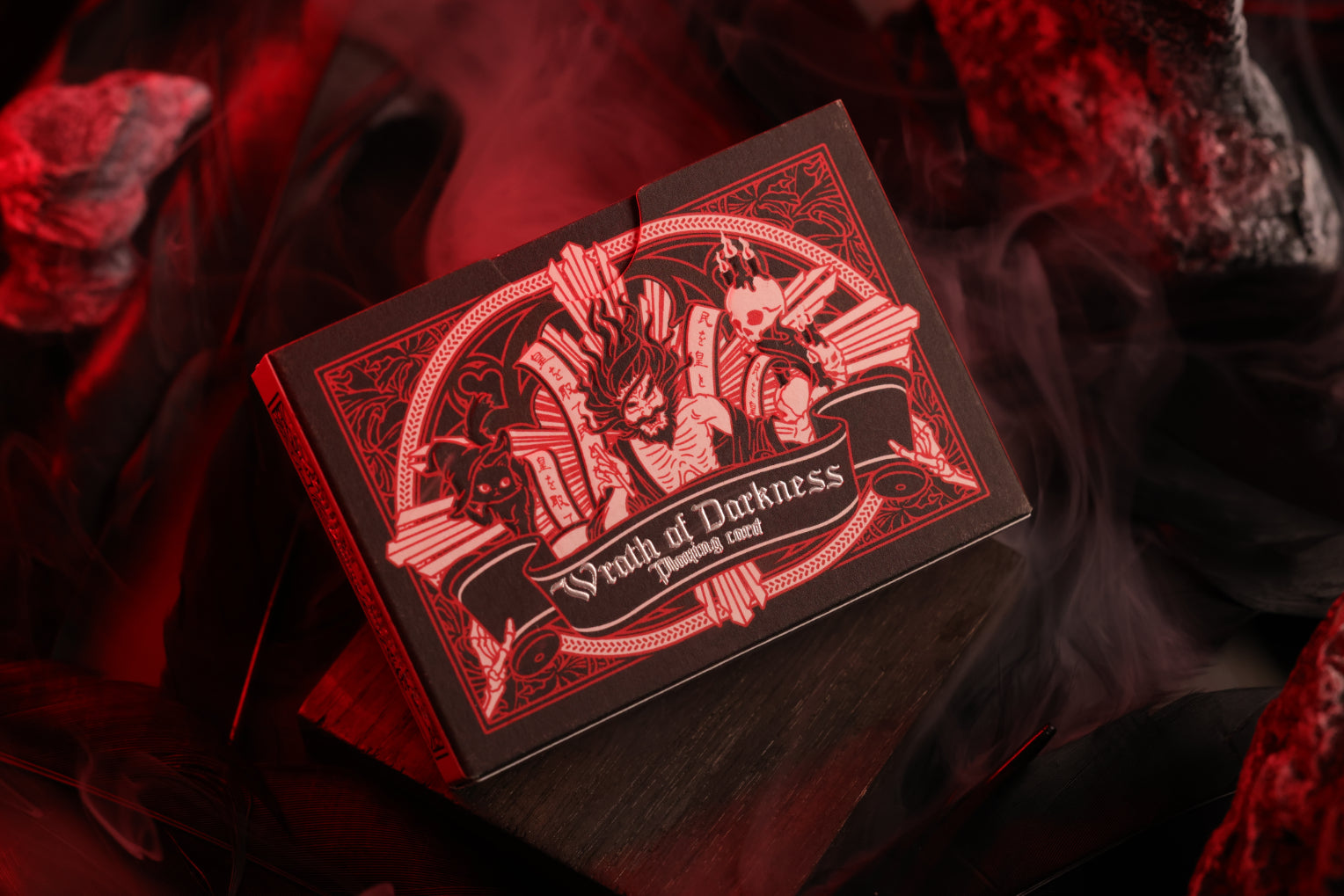 MYTHIC edition Wrath of Darkness Red and black card with intricate design and text on a dark background