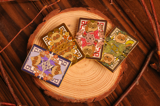 Set of 4 metal Pins from the Tanuki Yukaku Series